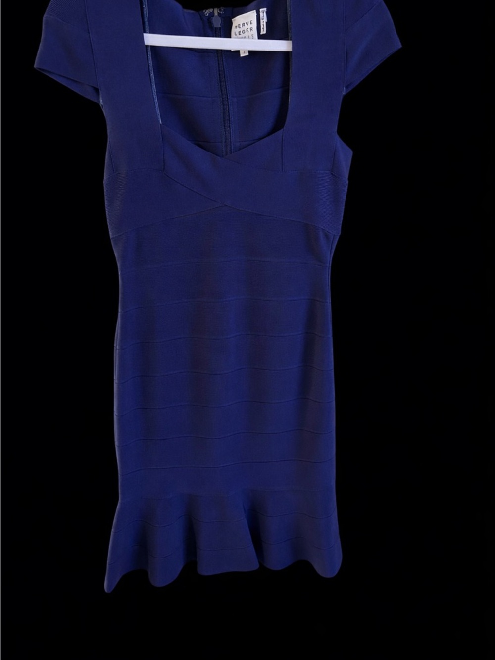 Herve Leger Navy Blue Bandage Dress Label Close-Up